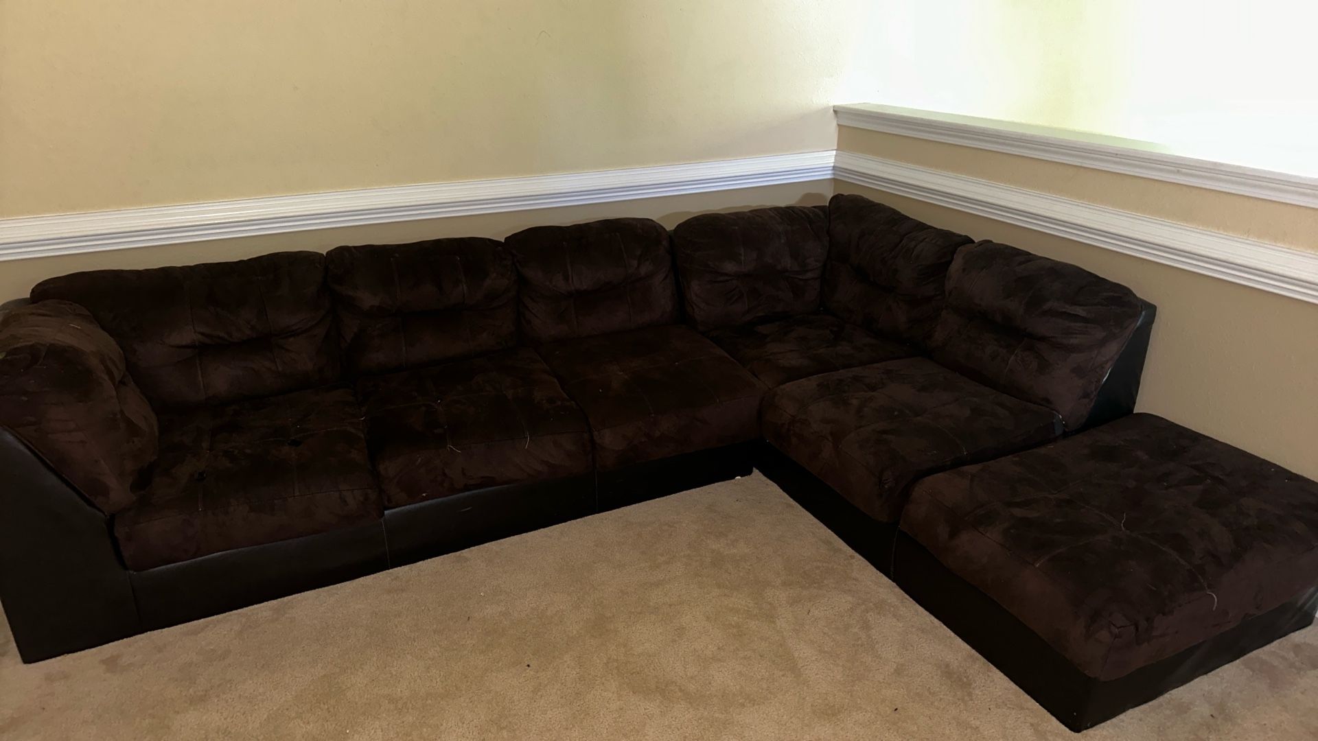 Brown Suede Sectional