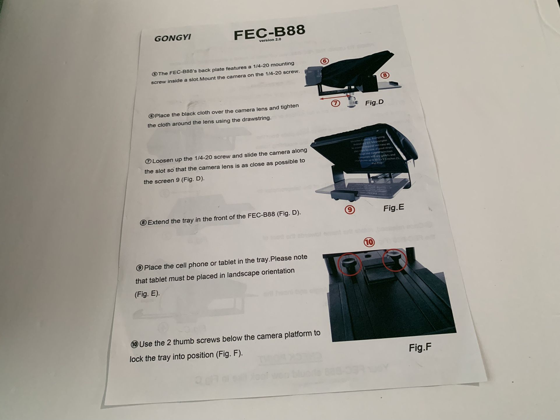 TELEPROMPTER GONGYI FEC-B88 VERSION 2.0 for Sale in Dalton, GA