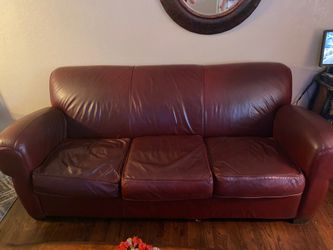 Leather maroon couches