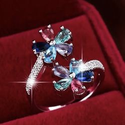 14k white gold ziron flower ring