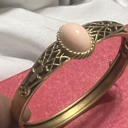 Victorian Angel Skin Coral Hing Bracelet