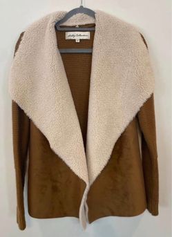 Faux suede and sherpa knit open cardigan jacket - Women’s Medium $15