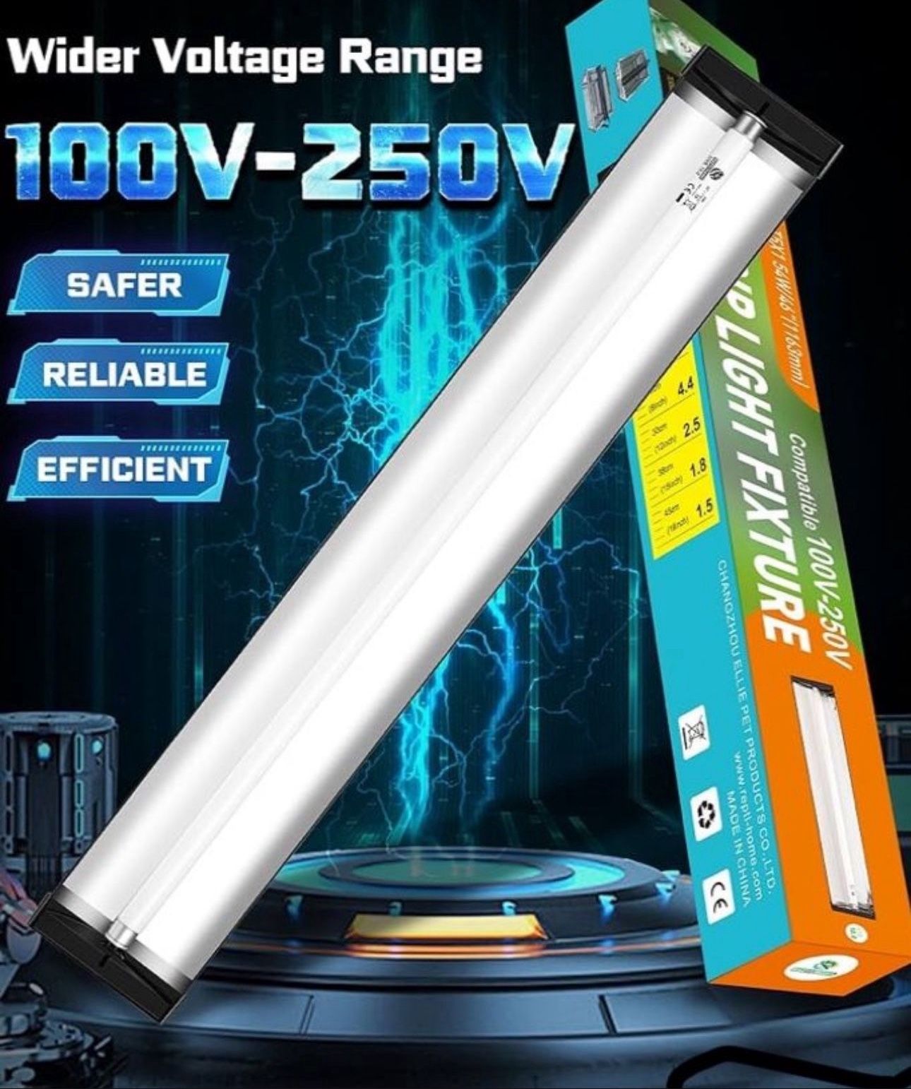 T5 UVA UVB Reptile Light Combo Kit(100V-250V Wide Voltage), Reptile Light Fixture with UVB 10.0 Fluorescent Tube, 54W UVA UVB Lamp Bulb for Bearded Dr