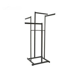 Econoco 4-Way Clothing Rack Adjustable Straight Arm Garment Display with Rectangular Tube and wheels
