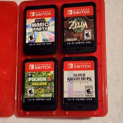 Nintendo Switch 4 Piece Lot cartridges only with case Zelda, Pikmin 3 Super Smash bros and Super Mario Party 