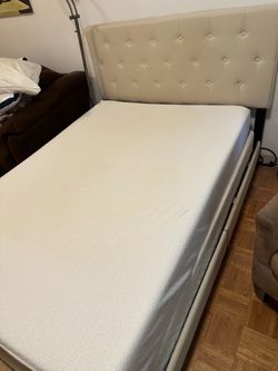 Queen, size bed, boxspring, and frame