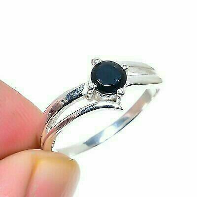 Black Spinel Handmade 925 Silver Ethnic Jewelry Ring Size 8