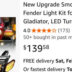 New Upgrade Smoke Lens LED Fender Light Kit for JL Wrangler JT Gladiator, LED Turn Signal Lights 