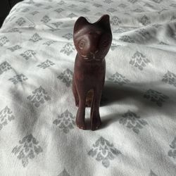 Wooden Kitty Figurine 