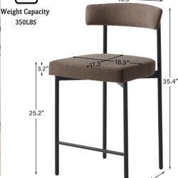 Grey Modern Bar Stools Set of 3, 24 Inch Counter Stools with Curved Backrest, Counter Height Bar Stools for Kitchen Island brand new in box $150 w11（6