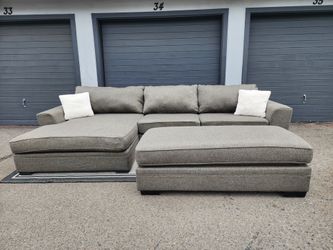 Living Spaces Delano Oversized Sectional Couch with Ottoman