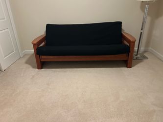 Wood Frame Futon with Black Mattress