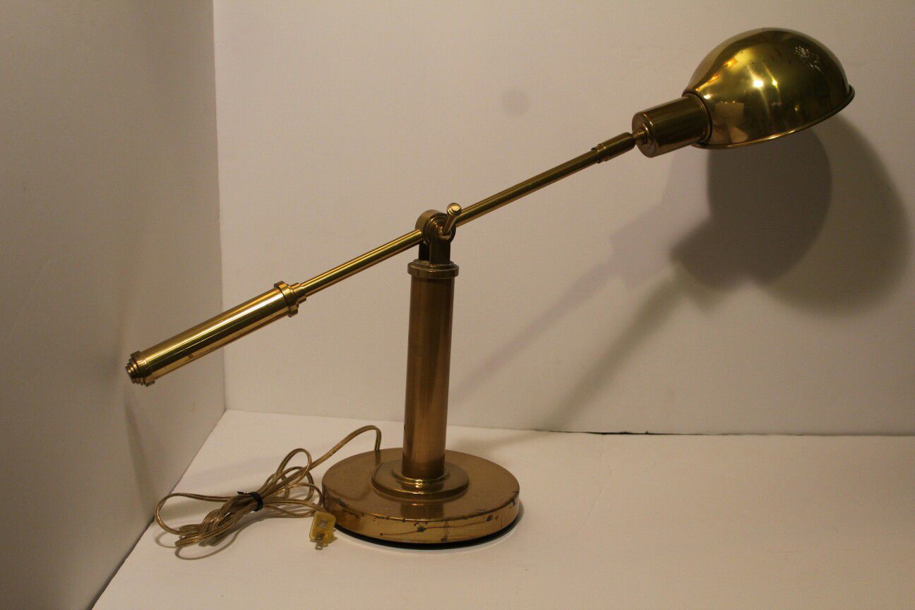 Antique Vintage Brass Desk Lamp with Handle