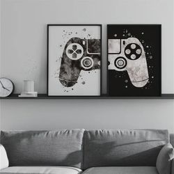 2PC Game Controller Wall Art Mural Canvas Printed Poster for Home Decor Living Room Bedroom  (Unframed)