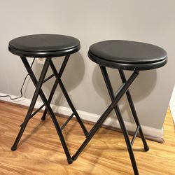Folding Metal Stool, Black (set of 2)