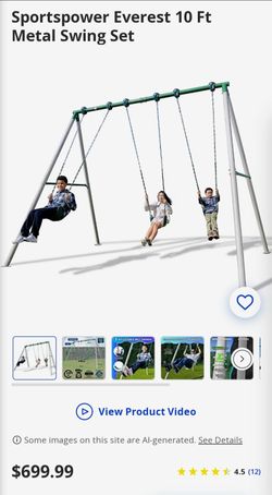 Academy's SportsPower Everest Heavy-Duty 3-Swing Metal Swing Set - Less than 2 years old