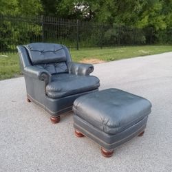 Drexel Heritage Classic Leather Chair & Ottoman - Free Delivery Today 