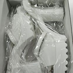 White Platform High Heels Chunky Block Style