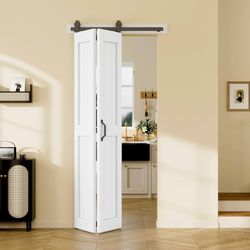 2456A $200  Bifold Barn Door 36'' x 84'',Bi-Fold Sliding Closet Doors with Hardware Kit Included,40'' Track Kit for 2 Doors,Waterproof, Pre-Drilled Ho