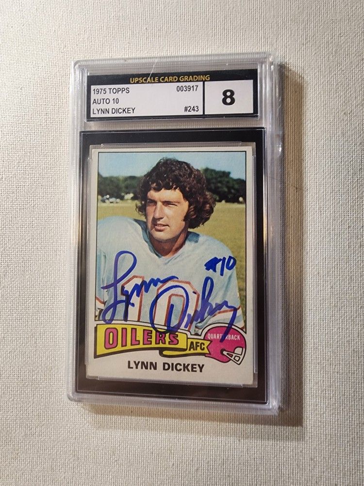 Lynn Dickey 1975 Topps Slabbed Signed Rookie Card Authentic Auto GEM MT 10 CARD 8
