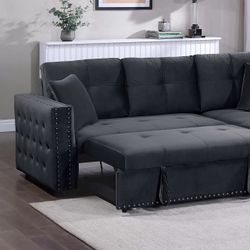 Sofa Bed - Available In Black Or Grey Reversible Convertible Sectional W/Storage