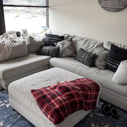 sectional couch with ottoman storage! grey