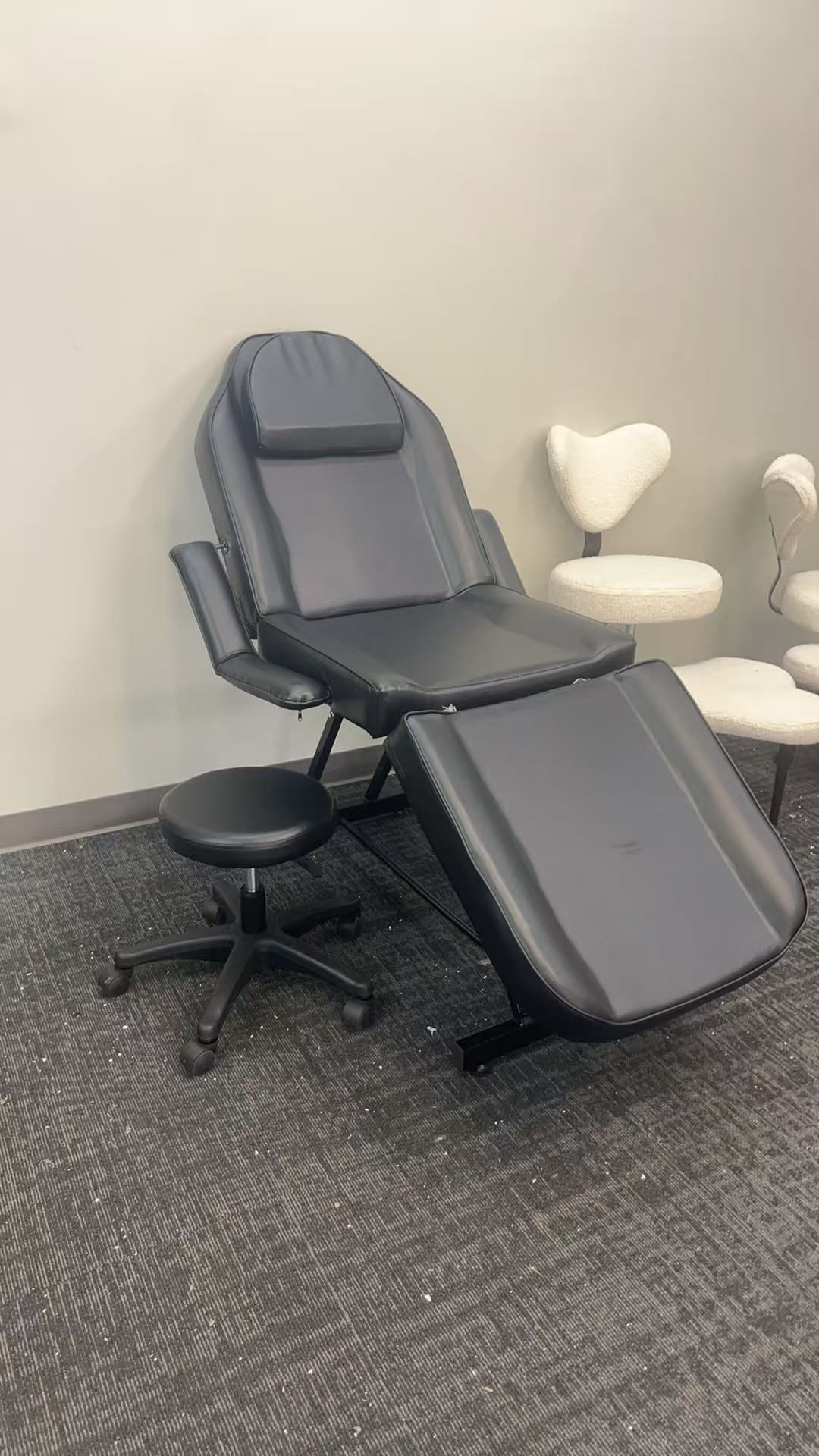 OmySalon Massage Salon Tattoo Chair Esthetician Bed with Hydraulic Stool,Multi-Purpose 3-Section Facial Bed Table Black $140