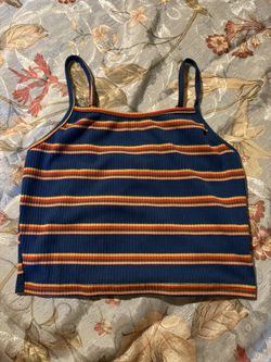Navy and orange striped tank top