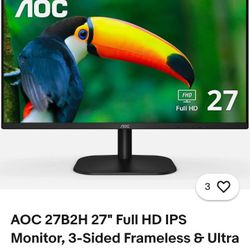 AOC 27B2H 27" Full HD IPS Monitor, 3-Sided Frameless & Ultra Slim Design, HDMI