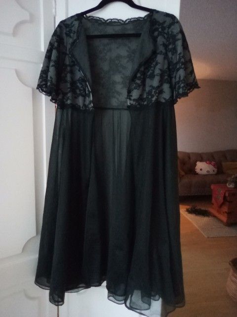 Vintage Black Knight Gown With Black Lace 
