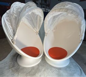 Pair of Pod Egg Chairs with Canopy