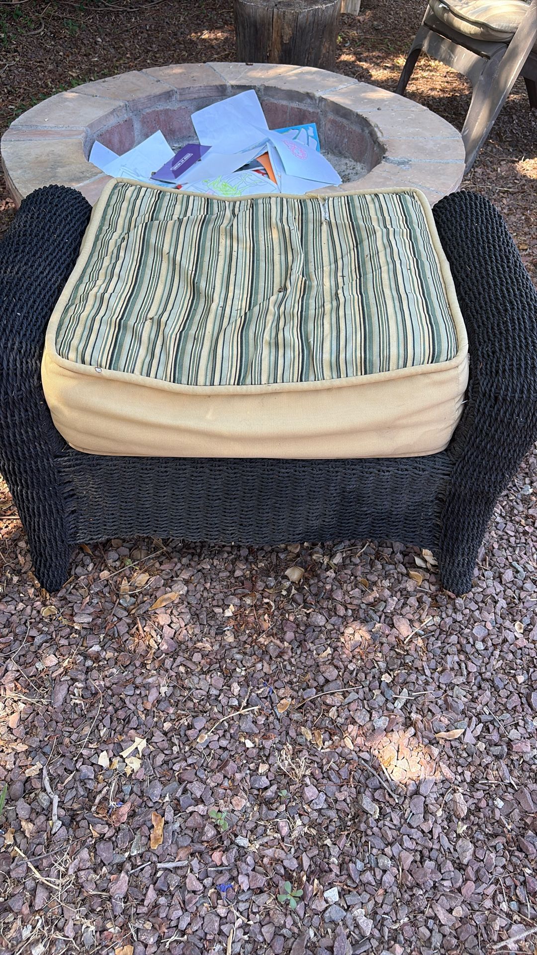 Strong Wicker Outdoor Ottoman Or Chair