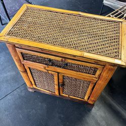 Vintage Bamboo Side Table / Nightstand