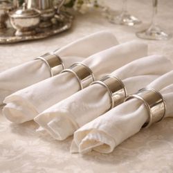 Vintage 1950s Stainless Steel Napkin Rings Set of 4, 2x1”