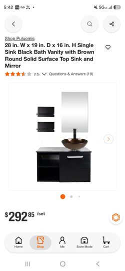 Puluomis 28" Black Bath Vanity Set with Mirror