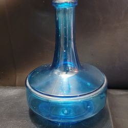 Vintage MCM Blue Glass Decanter “Genie Bottle” 0.5 L Made in Belgium