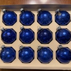 Vintage Shiny Brite colbalt blue ornaments in Original Box
