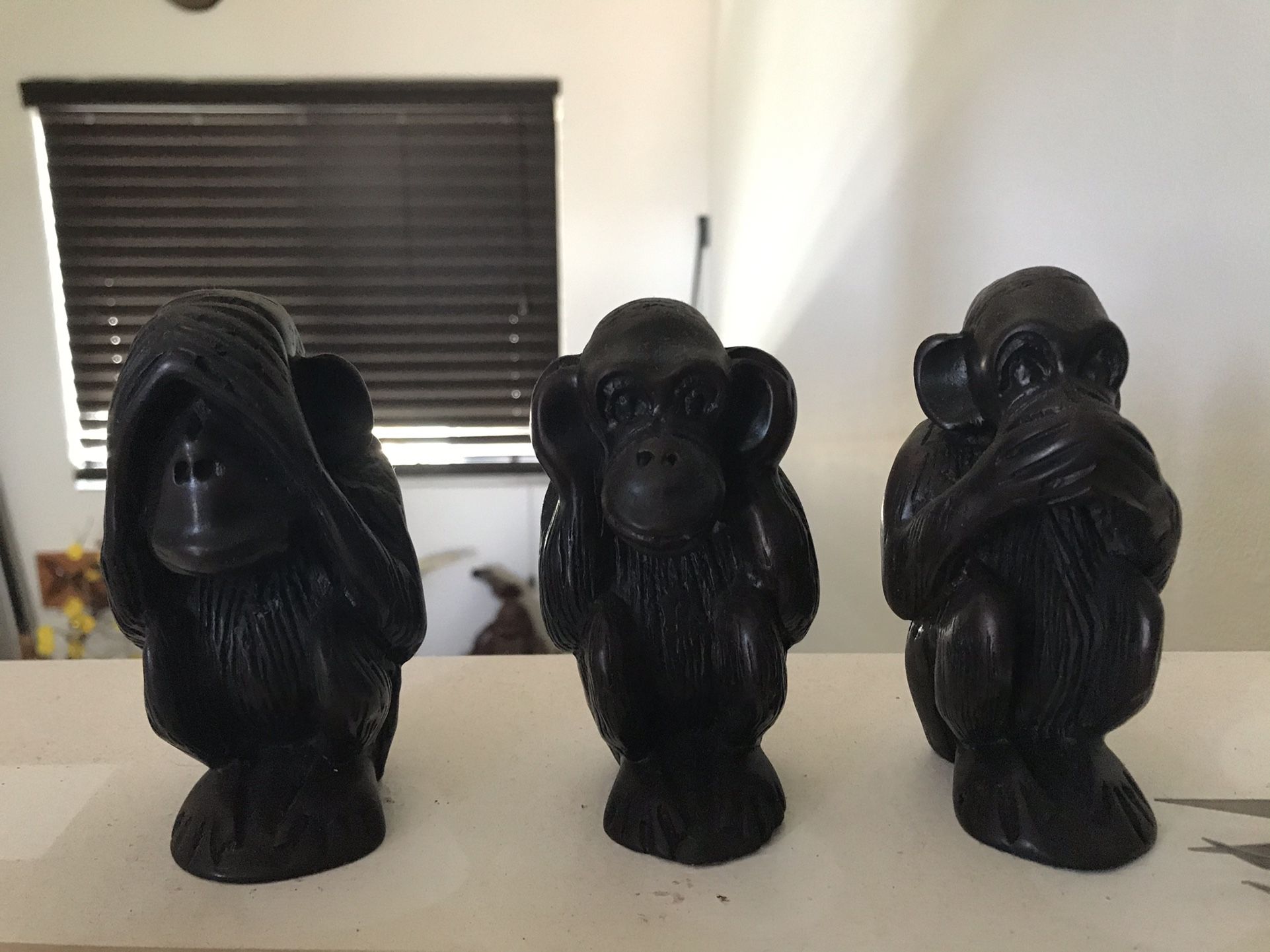 Monkey Statues Hear See Speak No Evil From Indonesia