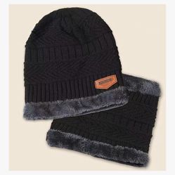 Unisex Winter Stretchy Soft Beanie Ear Protection Knit Hats Skull Cap Warm Scarf Mask hat Fleece Lined hat