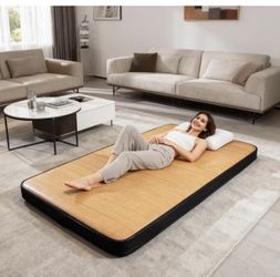 Twin Size Inflatable Air Bed Mattress, 8'' Elevated Pad, with Pump, Wood Grain, Hypo-Allergenic, Portable, Outdoor Camping Mat 