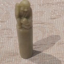 Vintage Chinese Hand-Carved Soapstone Shouxing Longevity Seal Chop Stamp