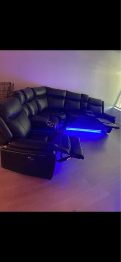 Black leather sectional