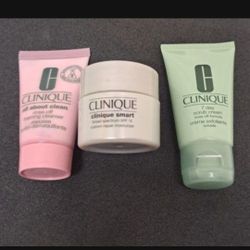 Clinique 3 Pc Travel Set-Scrub, Foaming Cleanser & Moisturizer