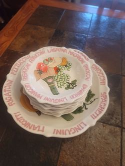 Italian pasta dish set for 8 people
