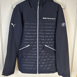 Puma BMW Motorsport Athletic Navy Blue White Zip Up Zipper Pockets Jacket Size S