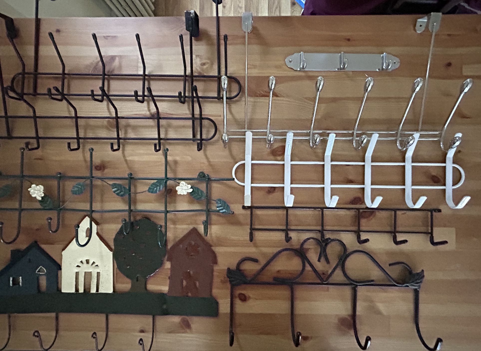 Wrought Iron Hook Racks | Set of 9 | Wall Mount & Over the Door | Coat Rack Organized Storage