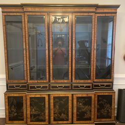 Drexel Chinoiserie Breakfront Oriental Cabinet