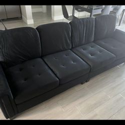 Black sofa with 2 ottoman