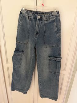 Kids Denim Cargo Jeans Wide Leg