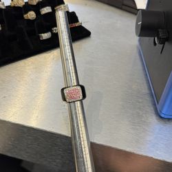 Black ring sapphire ceramic 1.50 ct pink sapphire .80 vs1 18k